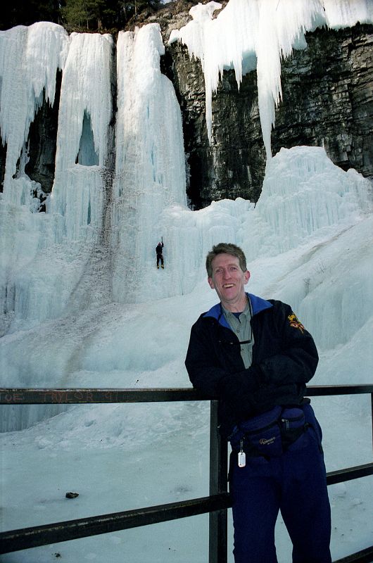 12 Jerome Ryan With Frozen Upper Falls Behind In Johnston Canyon In Winter